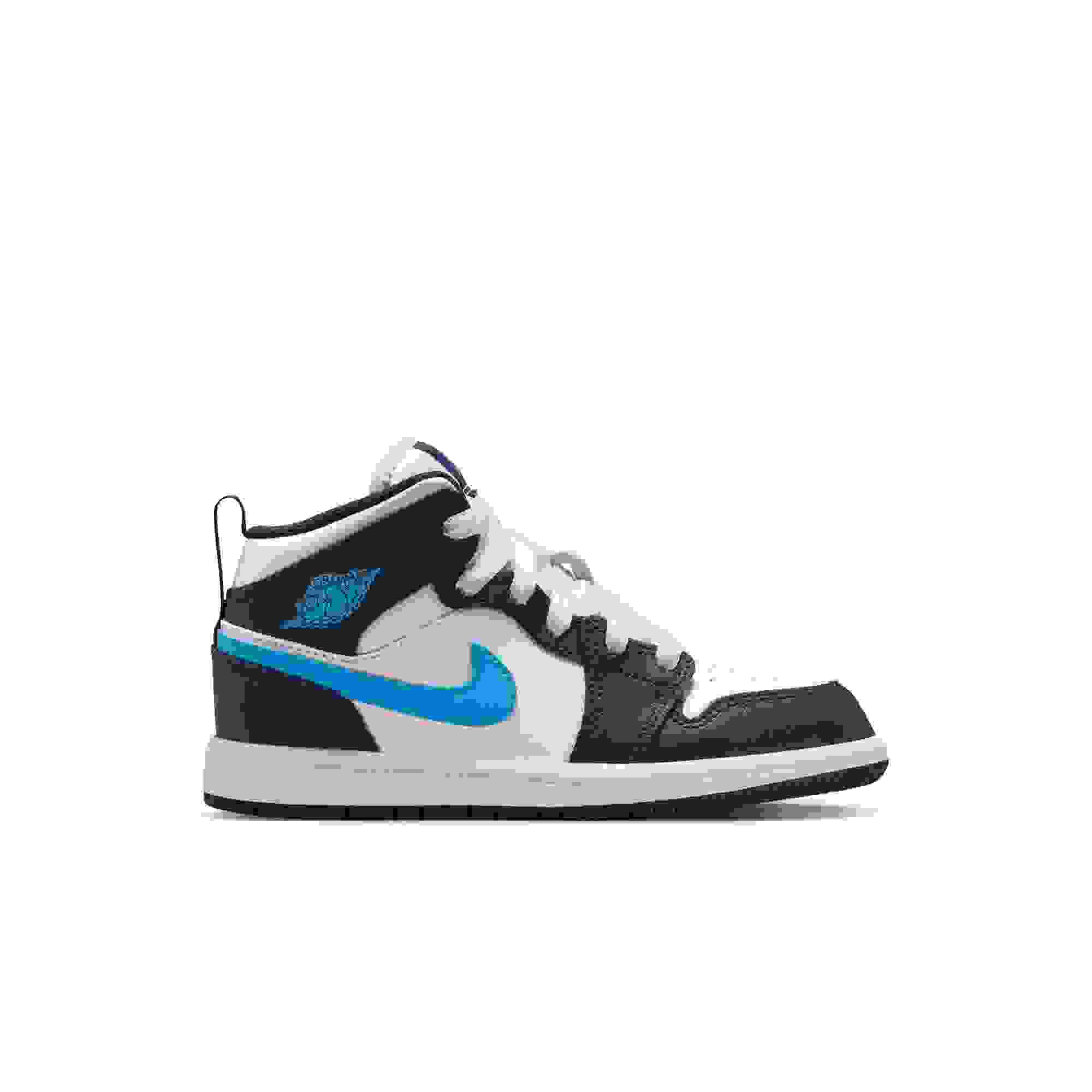 Jordan 1 Mid Preschool Boys' "Obsidian/Dk Powder Blue/White" Shoe